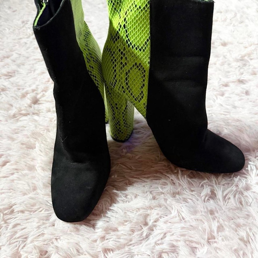 Neon‎ Snakeskin Python Colorblock Edgy Rave Y2K Streetwear Booties Womens 8.5 - Picture 3 of 6